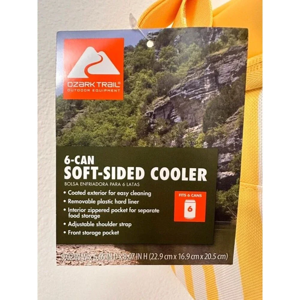 Ozark Trail 6-Can Soft-Sided Cooler Canary Yellow & White Stripe